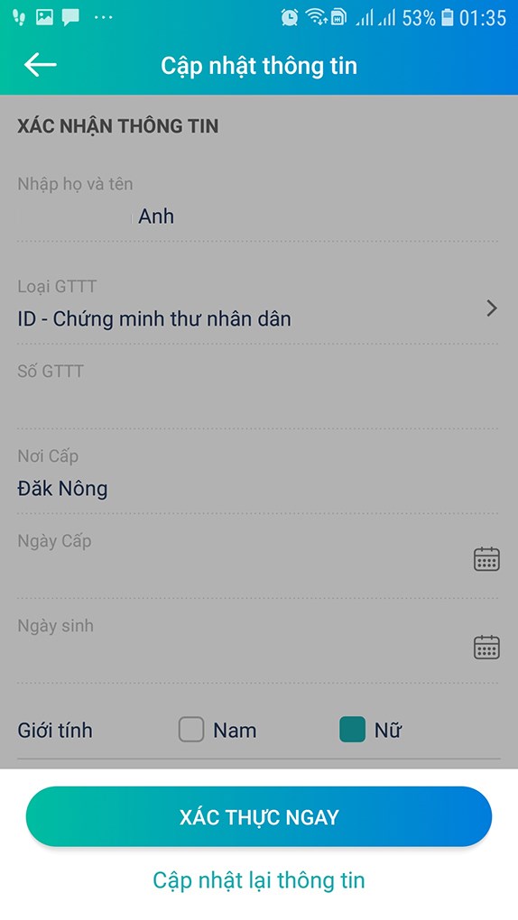Điền đầy đủ thông theo mẫu