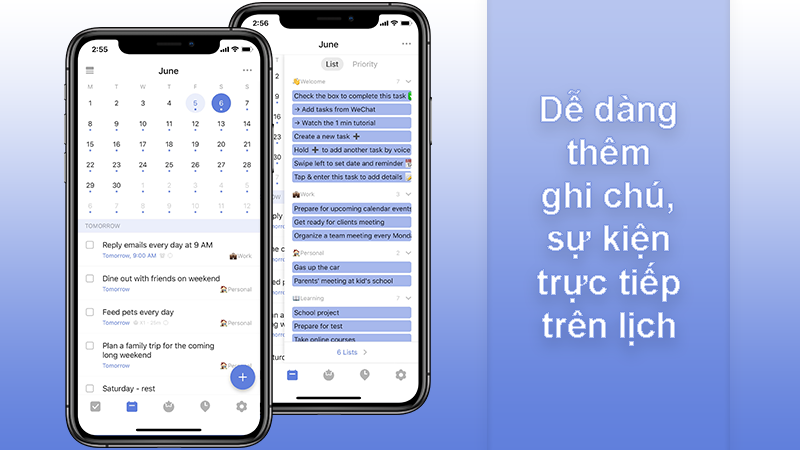 Thao t&aacute;c ngay tr&ecirc;n lịch