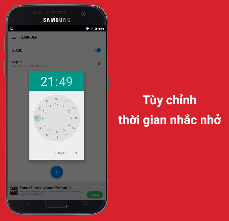 T&ugrave;y chỉnh nhắc nhở luyện tập