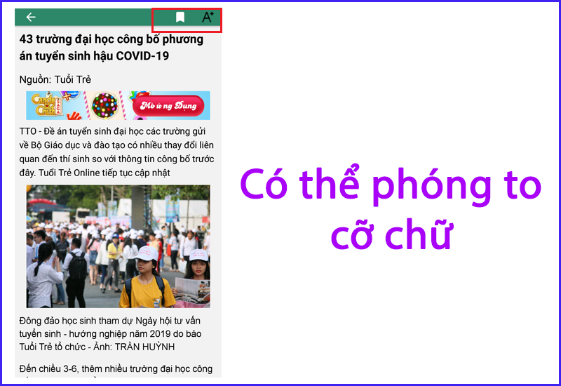 C&oacute; thể tuỳ chỉnh tăng cỡ chữ trong b&agrave;i b&aacute;o