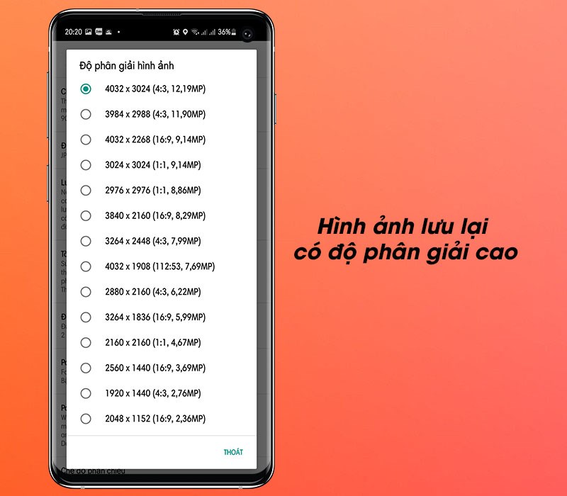 Hình ảnh lưu lại có độ phân giải cao