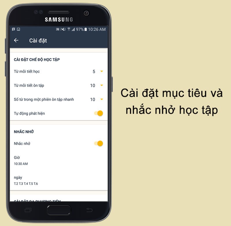 Cài đặt mục tiêu và thời gian nhắc nhở học tập trên ứng dụng Learn Languages with Memrise