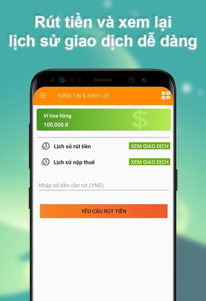 Dễ dàng rút tiền từ Ví hoa đồng hoặc xem lại lịch sử giao dịch