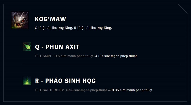 Tăng sức mạnh Kog'Maw