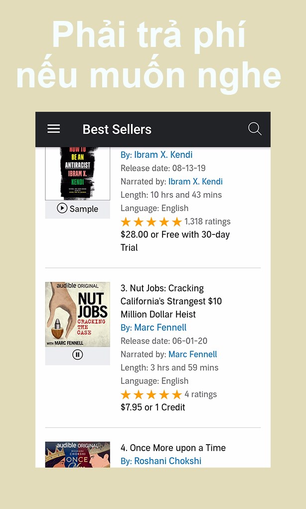 Phải trả phí nếu muốn nghe bài đọc