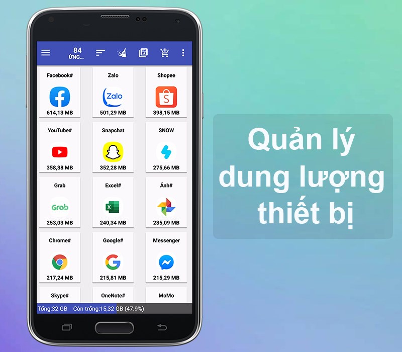 Quản lý dung lượng tổng bộ nhớ chi tiết