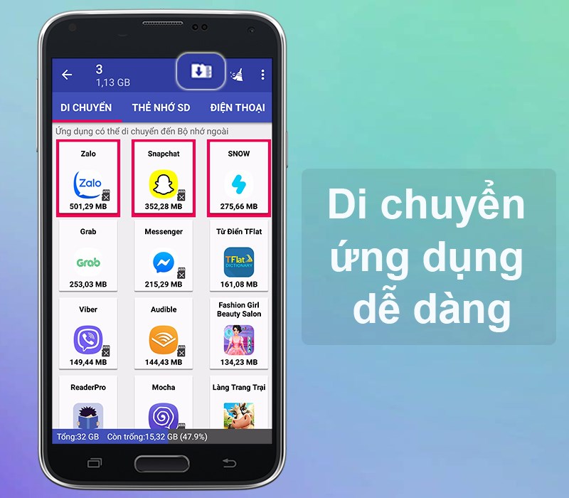 Di chuyển ứng dụng từ bộ nhớ trong sang bộ nhớ ngoài