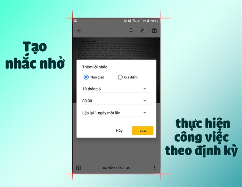 Tạo lời nhắc để chạy một công việc định kỳ