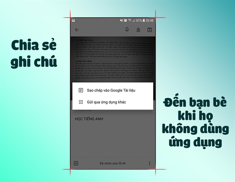 Chia sẻ ghi chú với bạn bè, đồng nghiệp