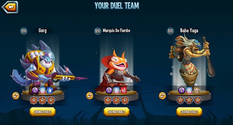 Giao diện chọn quái thú trong chế độ Live Duel