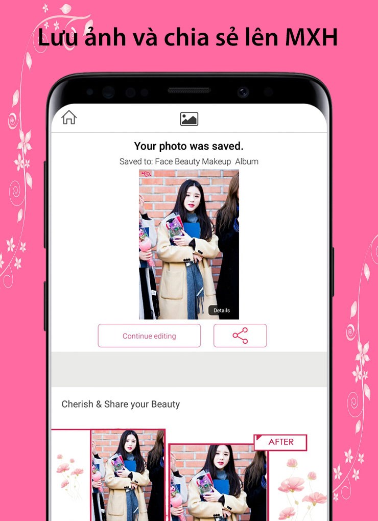 Lưu ảnh về m&aacute;y hoặc chia sẻ l&ecirc;n mạng x&atilde; hội