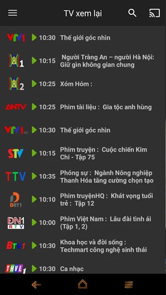 TV xem lại: Xem lại các phim truyền hình đã phát trong vòng 24h