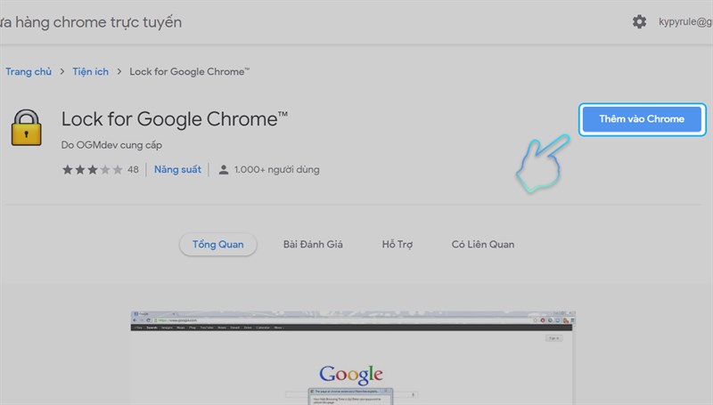 Thêm Lock for Google Chrome vào Chrome