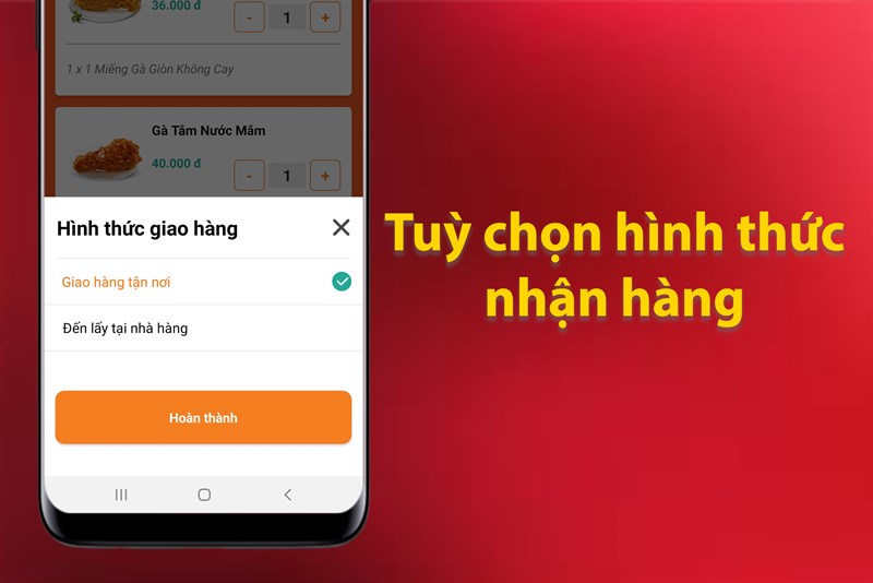 Tuỳ chọn h&igrave;nh thức nhận h&agrave;ng
