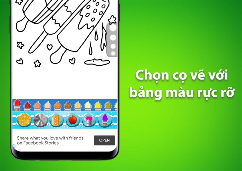 Chọn cọ vẽ với bảng màu rực rỡ