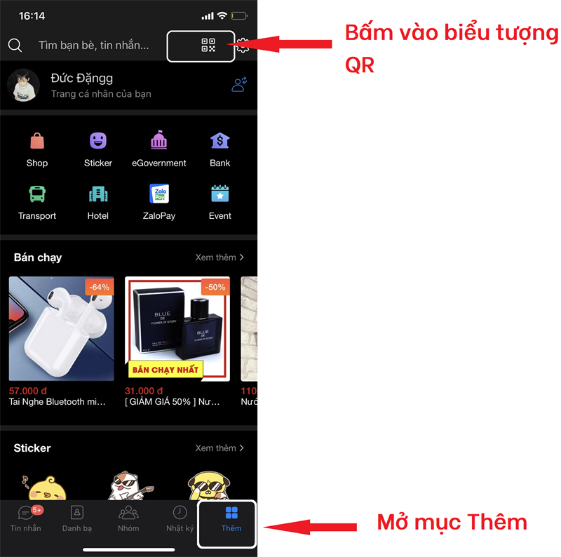 Hướng dẫn quét mã trên ứng dụng Zalo