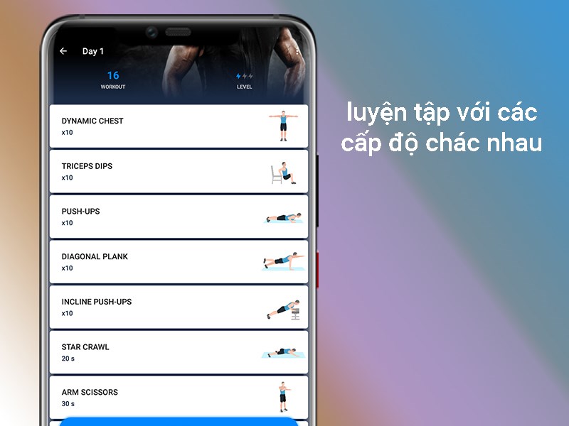 Kế hoạch luyện tập với các cấp độ chác nhau, cường độ bài tập tăng dần 