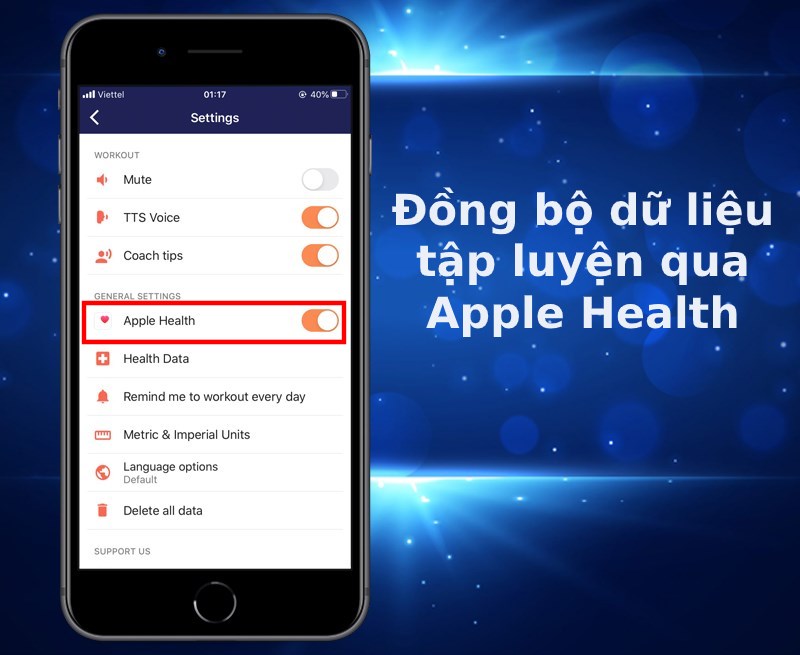 Đồng bộ dữ liệu tập luyện qua Apple Health
