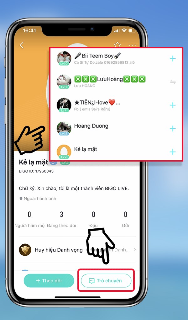 Chọn người muốn tr&ograve; chuyện