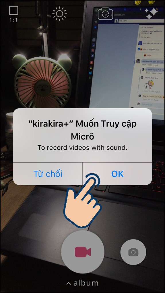 cấp quyền truy cập Camera và Micro thì bạn hãy chọn có.