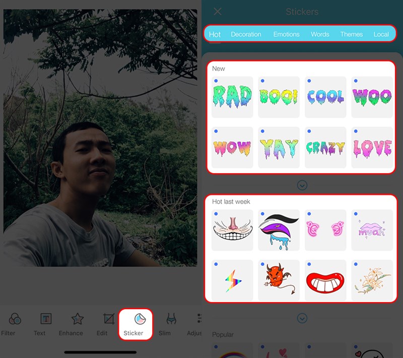 Chọn Sticker y&ecirc;u th&iacute;ch