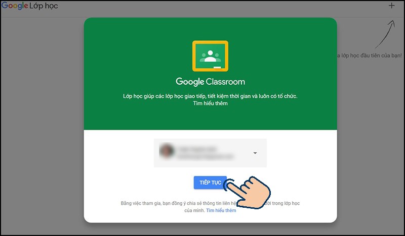 Chọn Tiếp tục để x&aacute;c nhận đăng nhập.