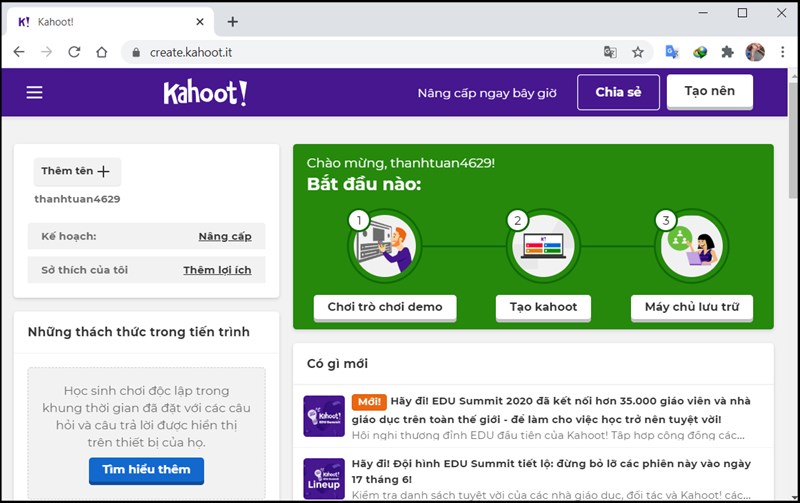 Bạn có thể trải nghiệm Kahoot lúc này