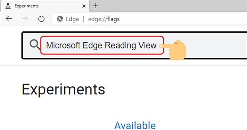 Nhập Microsoft Edge Reading View v&agrave;o &ocirc; t&igrave;m kiếm