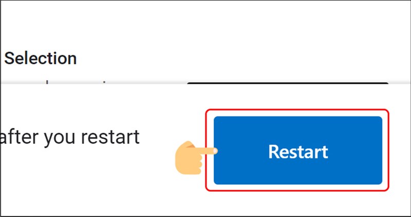 Restart để k&iacute;ch hoạt t&iacute;nh năng