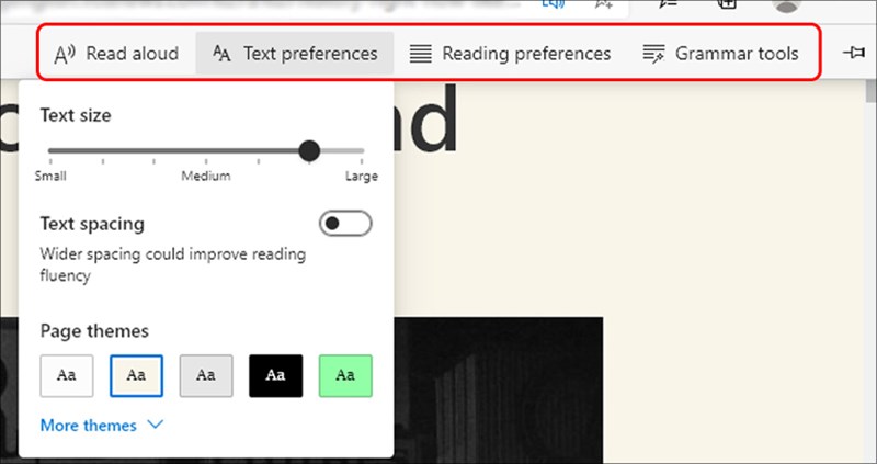T&ugrave;y chỉnh k&iacute;ch cỡ chữ, m&agrave;u nền trang web...