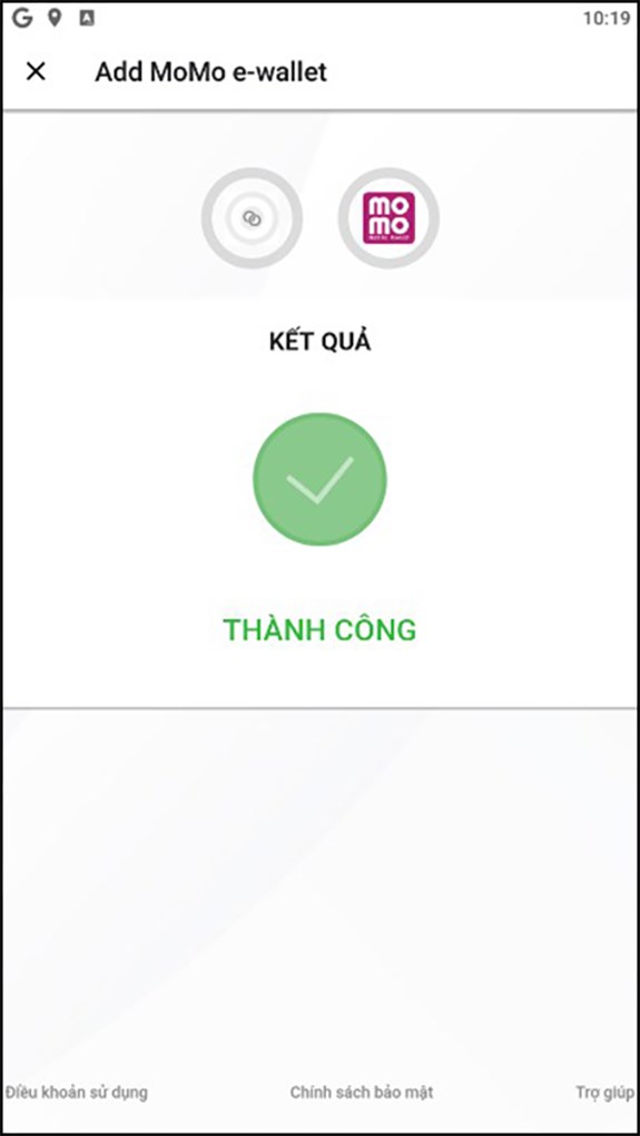 Lúc này các bạn vẫn Add MoMo Wallet thành công. 