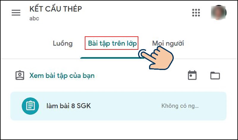 chọn vào Bài tập trên lớp. 