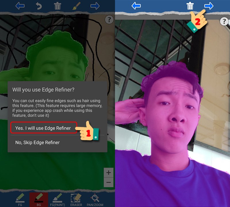 Yes, I will use Edge Refiner để tiếp tục