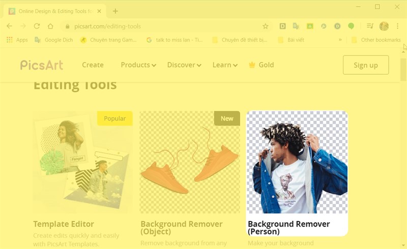 Cách tách nền online trên máy tính, PC bằng PicsArt không cần cài đặt
