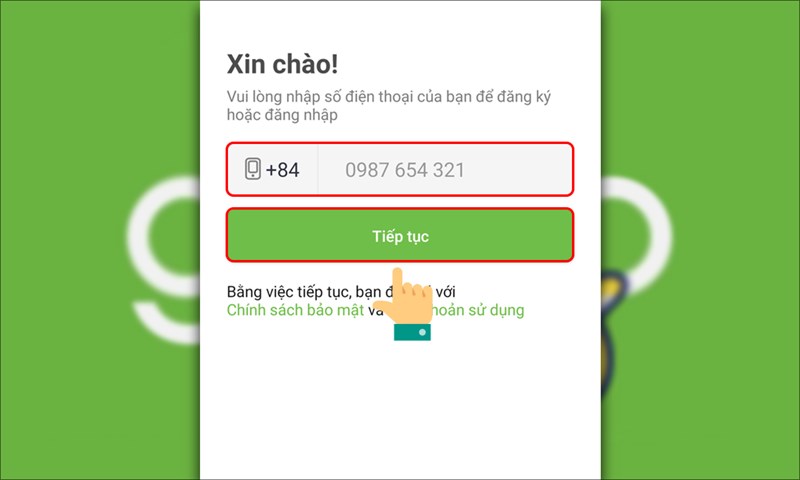Nhập số điện thoại ở giao diện đăng nhập của Gapo