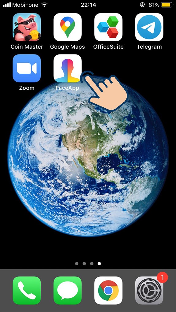 mở ứng dụng FaceApp lên.