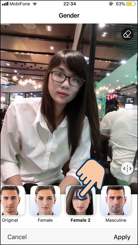 Tại đây có nhiều hiệu ứng khác nhau cho bạn lựa chọn bao gồm male, Female 2, feminine,…