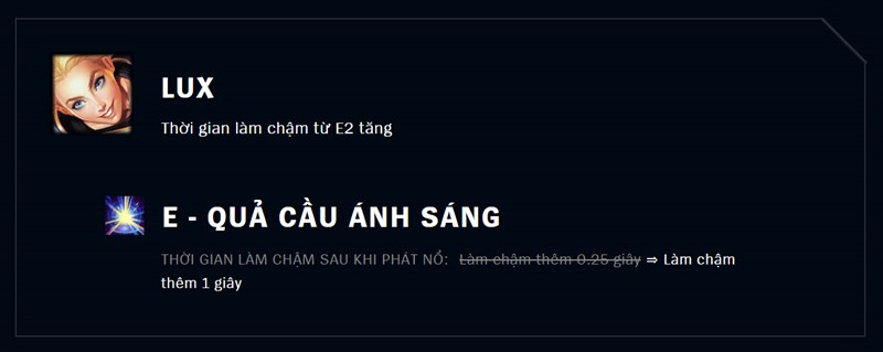 Tăng thời gian làm chậm E2 của Lux