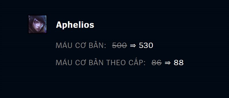 Tăng máu cho Aphelios