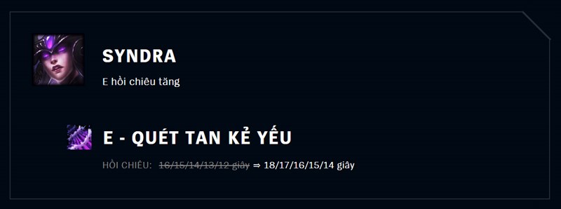 Tăng hồi chiêu E của Syndra