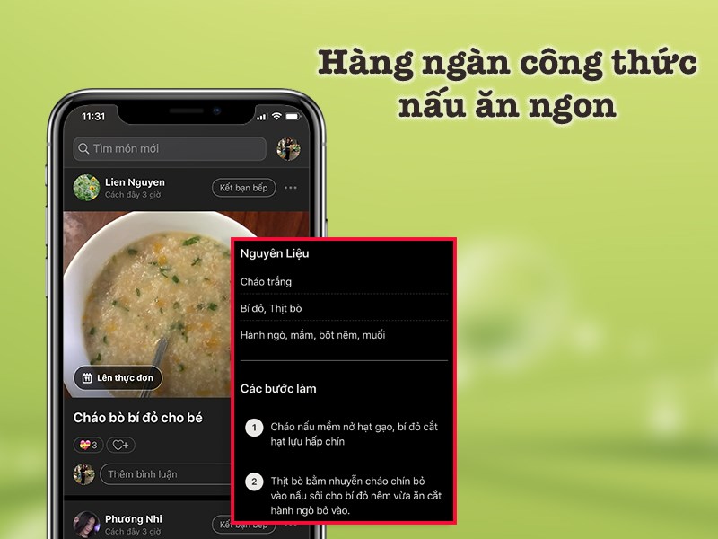 Cung cấp h&agrave;ng ng&agrave;n c&ocirc;ng thức nấu ăn ngon từ cộng đồng