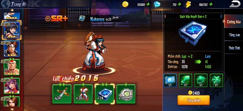 Người chơi c&oacute; thể cường ho&aacute; để gia tăng sức mạnh của trang bị