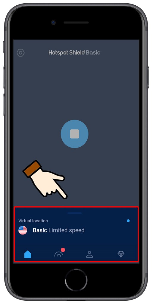 Nhấn vào Virtual location để chọn quốc gia bạn muốn kết nối&nbsp;