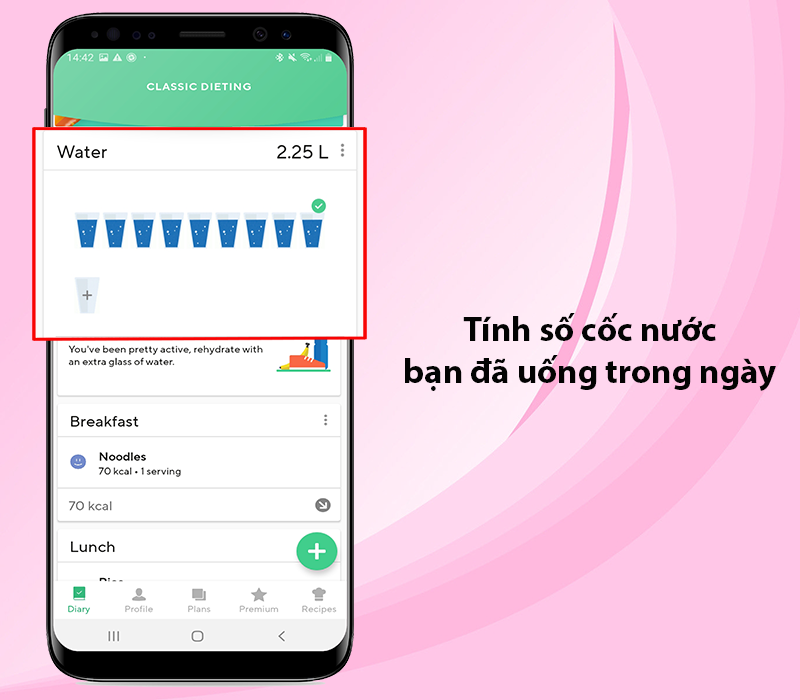 tính số lượng cốc nước bạn đã uống