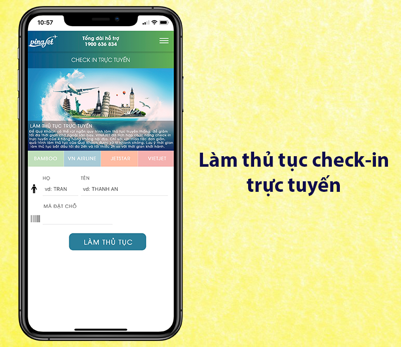 Hỗ trợ check-in trực tuyến