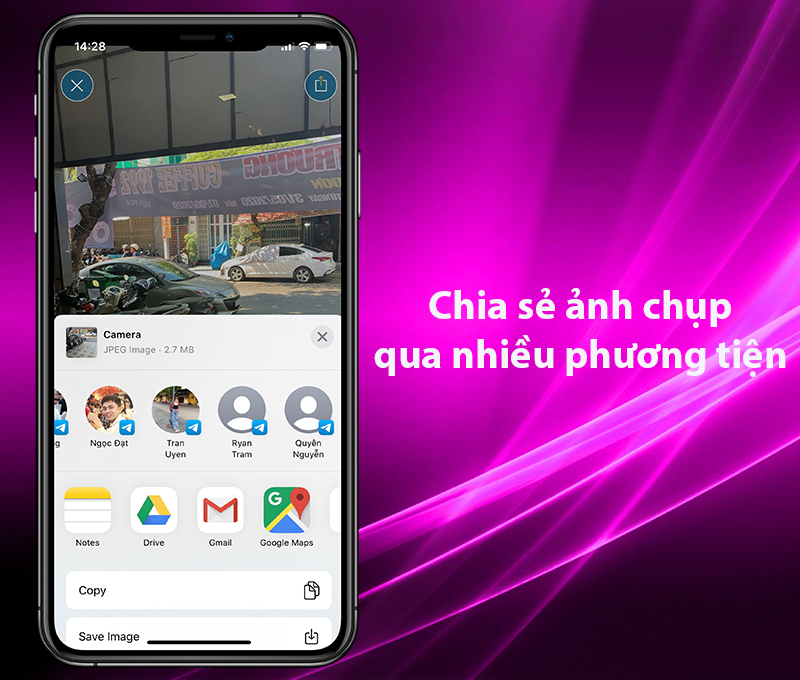 Tích hợp camera chụp ảnh thời tiết và chia sẻ hình ảnh qua nhiều phương tiện