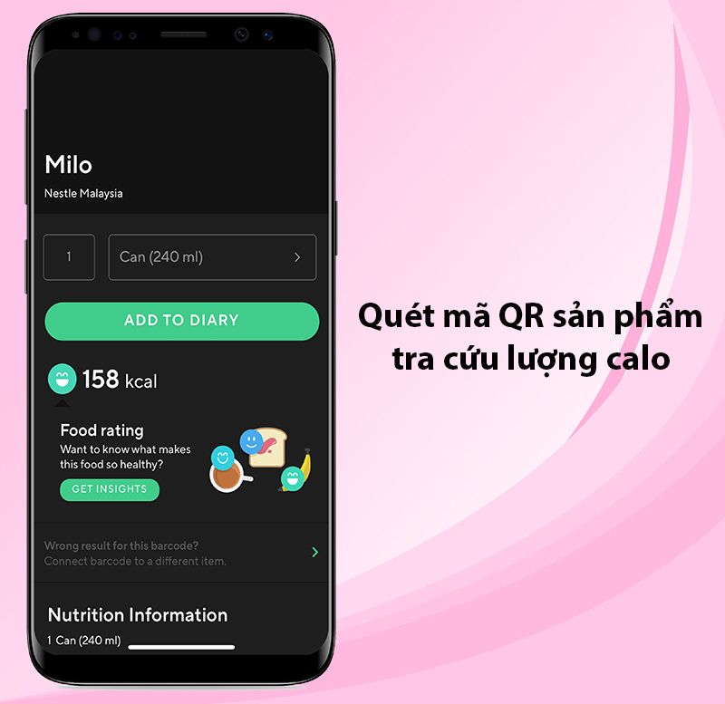 quét mã QR để xem giá trị dinh dưỡng