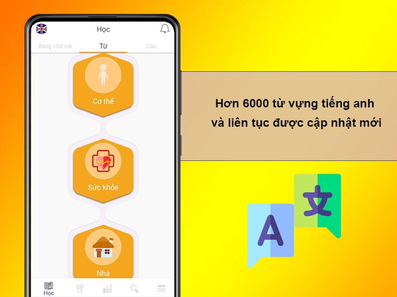 Hơn 6000 từ vựng tiếng anh và liên tục được cập nhật mới