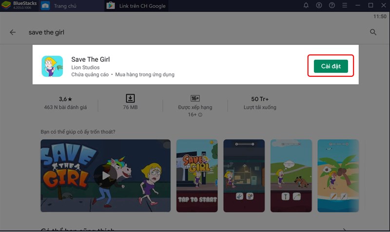  Bluestack sẽ b&aacute;o cho bạn khi game c&agrave;i đặt th&agrave;nh c&ocirc;ng