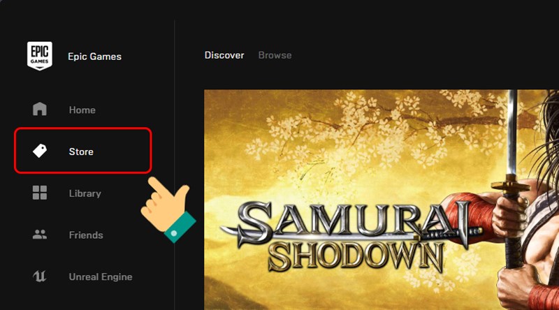 Vào Epic Games Store, bấm vào Store